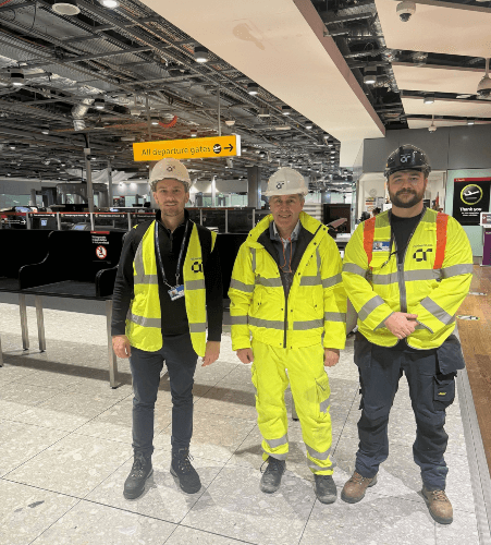 A picture of David and his colleagues, on a Visible Safety Leadership Tour at Heathrow Airport