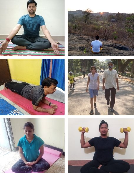 images of employees doing yoga and fitness