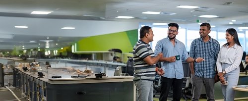 Men and women talking