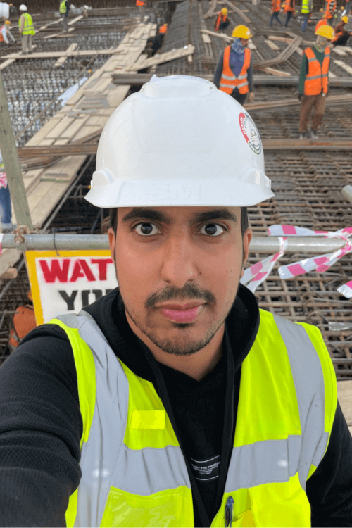 a man on construction site.
