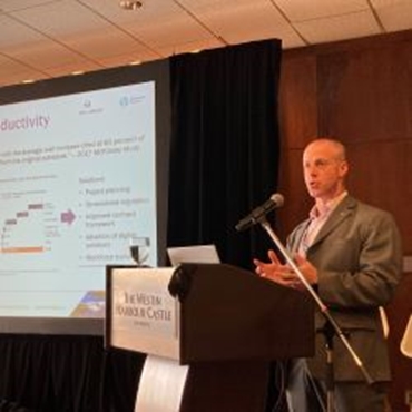 Photo of Alastair making a speech