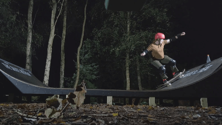 Chloe on a skateboard
