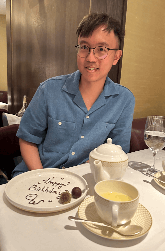 A picture of Will in a restaurant