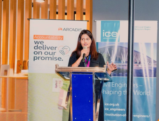 Image of Hrudya speaking at an ICE conference