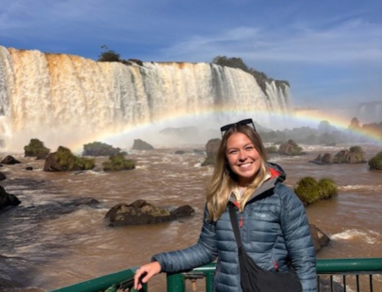 Image of Maisie near the waterfall