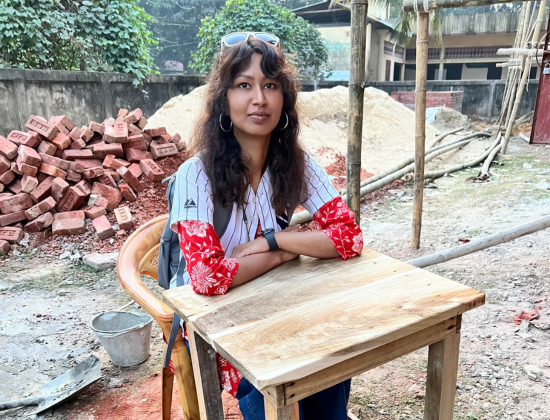 Shely sitting on site